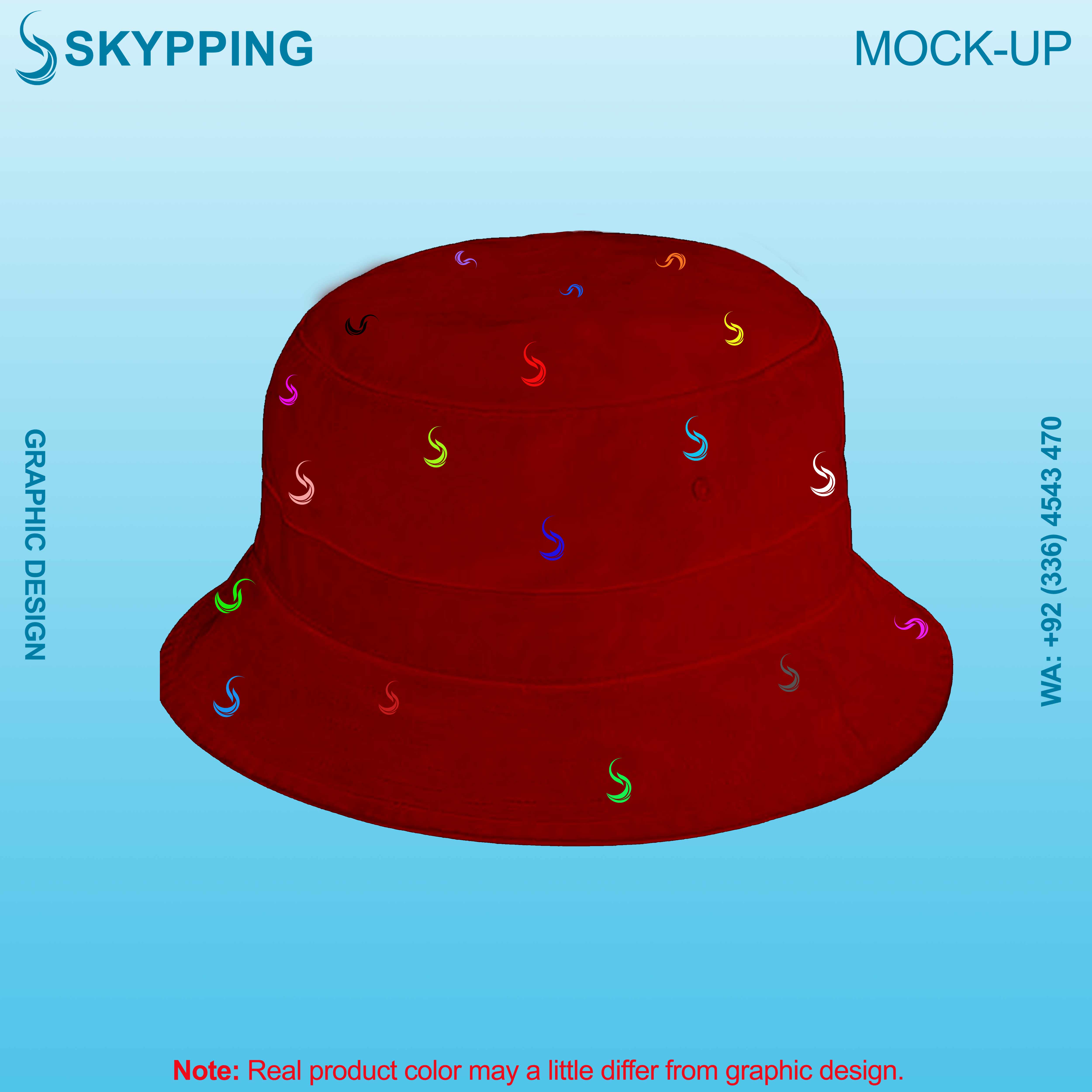 Bucket Hat - Boonie Hat with multiple colored logo in embroidery with denim fabric